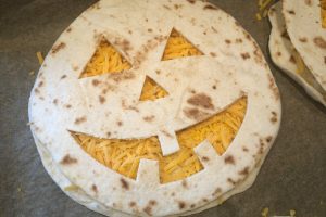 Jack o Lantern quesadillas step 2