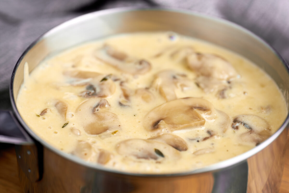 mushroom sauce in pot