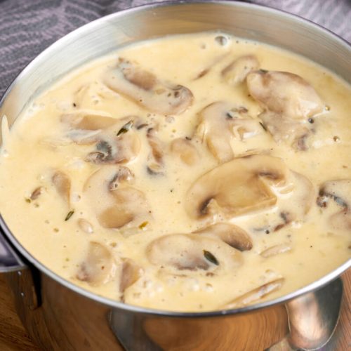 Mushroom sauce in small pot