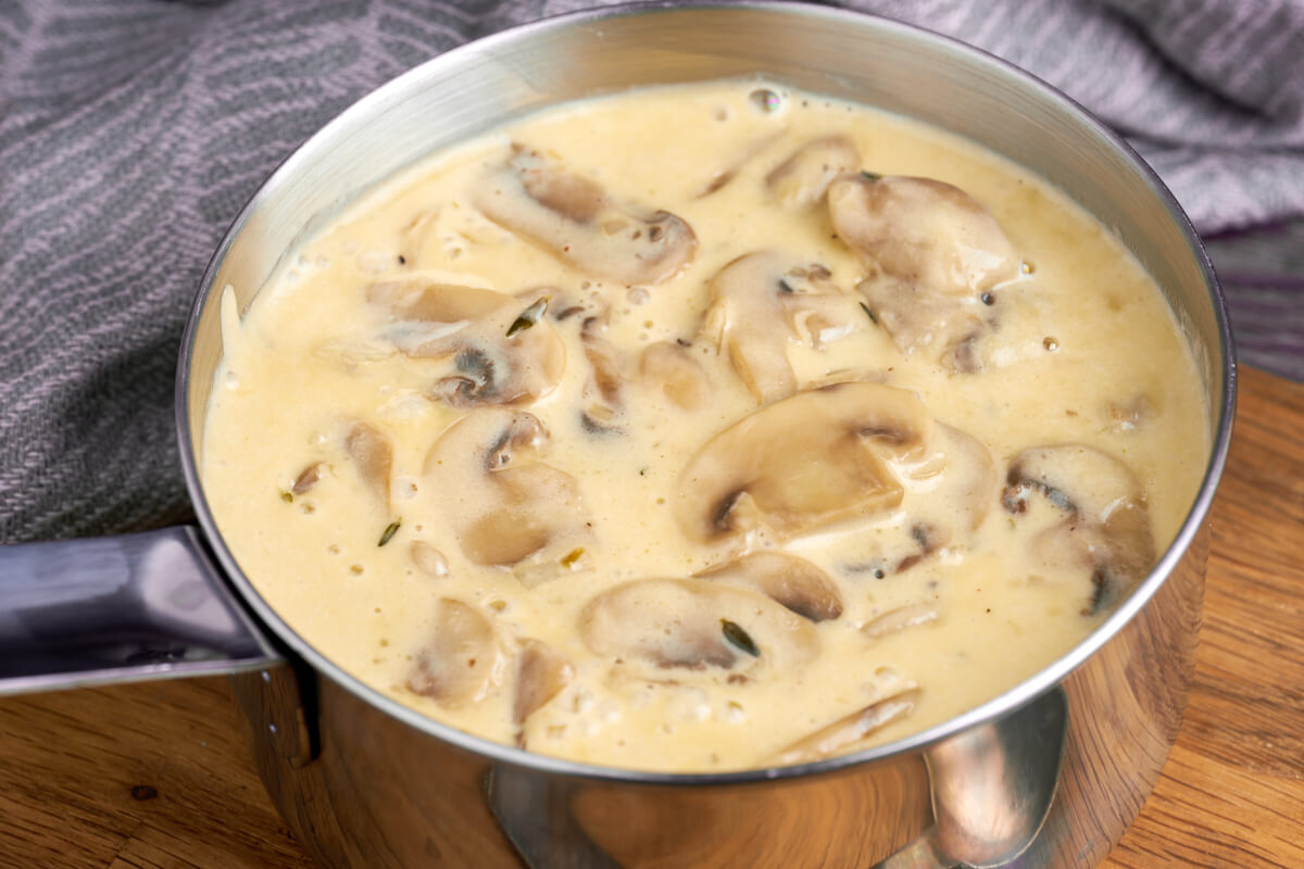 Mushroom sauce in small pot