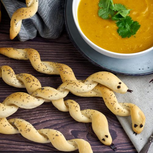 snake bread for halloween breadsticks