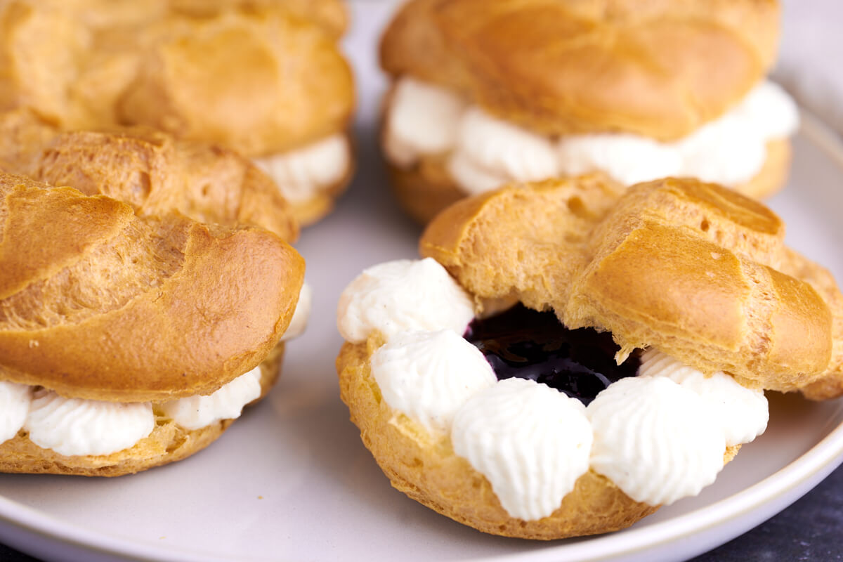 danish fastelavnsboller of choux pastry