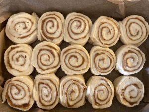Cinnamon rolls just put in the baking tray