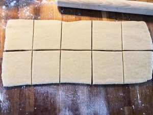 Dough cut into Shrovetide buns