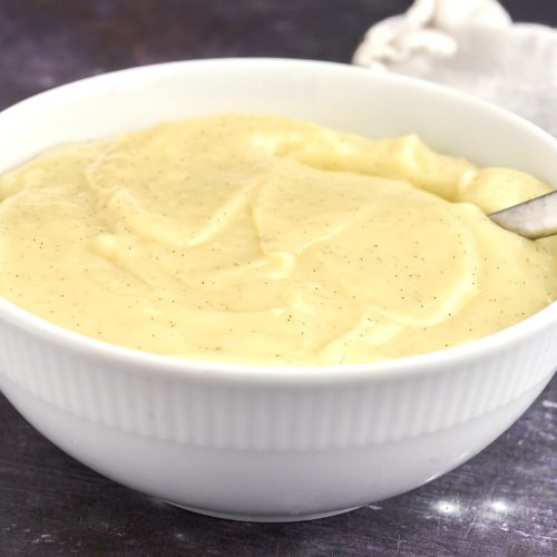 bowl with homemade danish pastry cream with vanilla