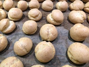 baked profiteroles out of the oven