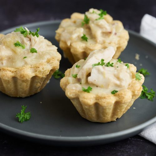 danish chicken and asparagus tartlets on plate