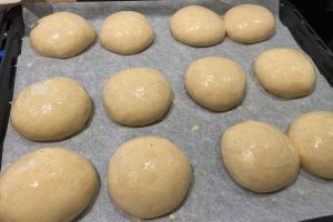 raised semlor ready for the oven