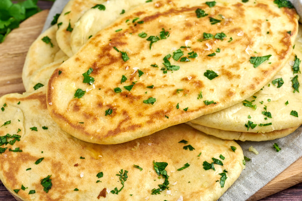 Garlic naan for indian dishes
