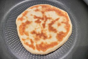 baking flatbread on pan