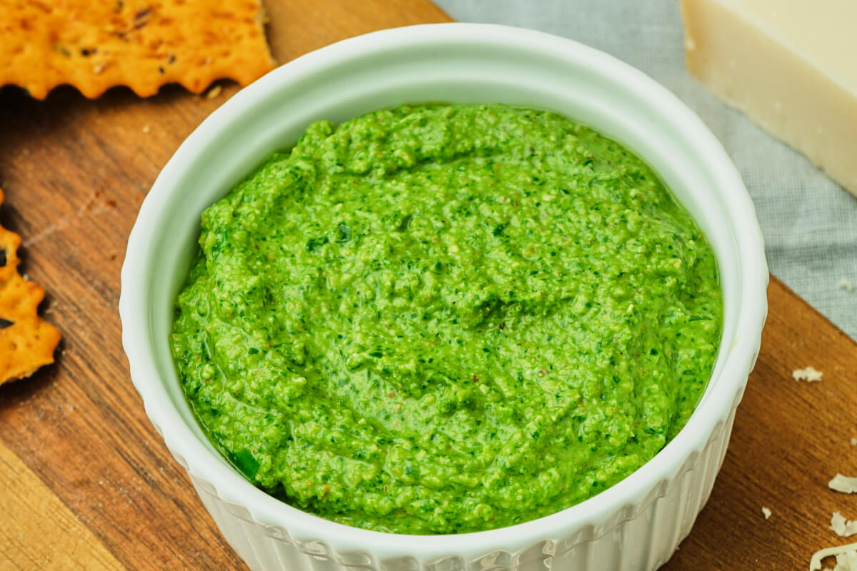 wild garlic pesto with ramson, walnuts and parmesan