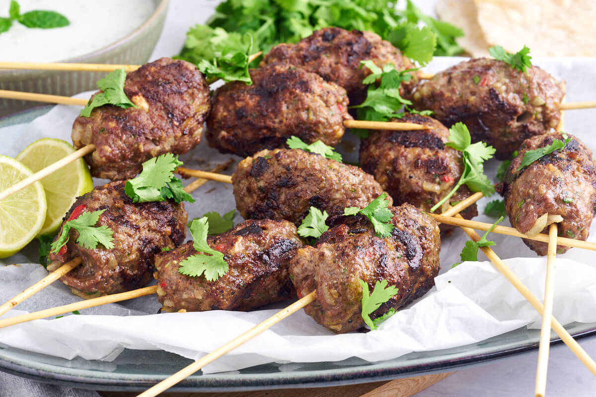 dish with homemade kofta kebab