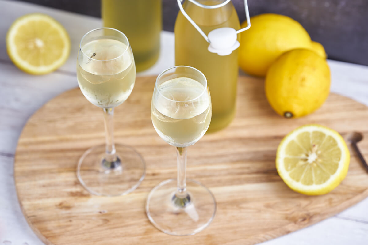 limoncello in tall glasses