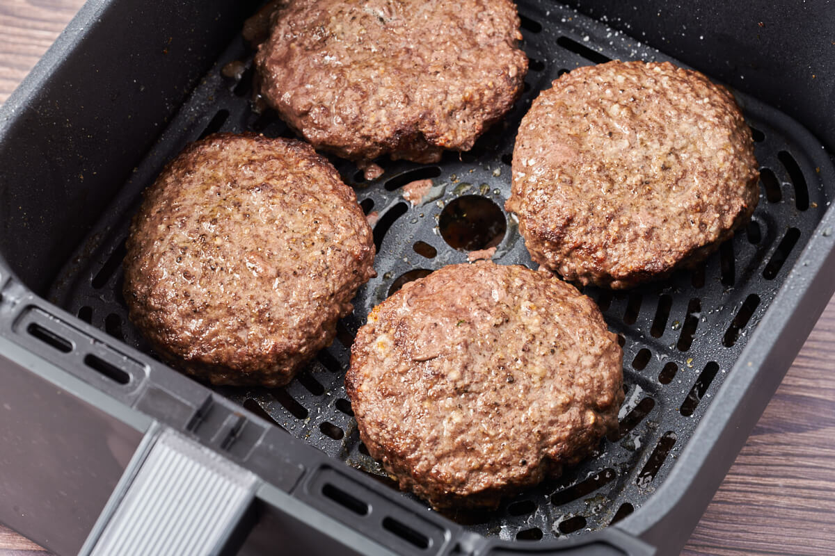 Air fryer hamburgers or danish beef patties