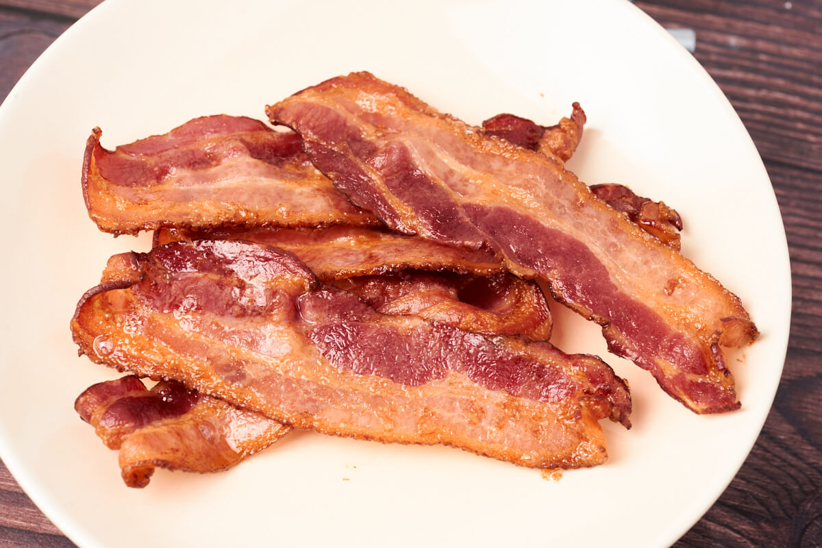 plate with air fryer bacon