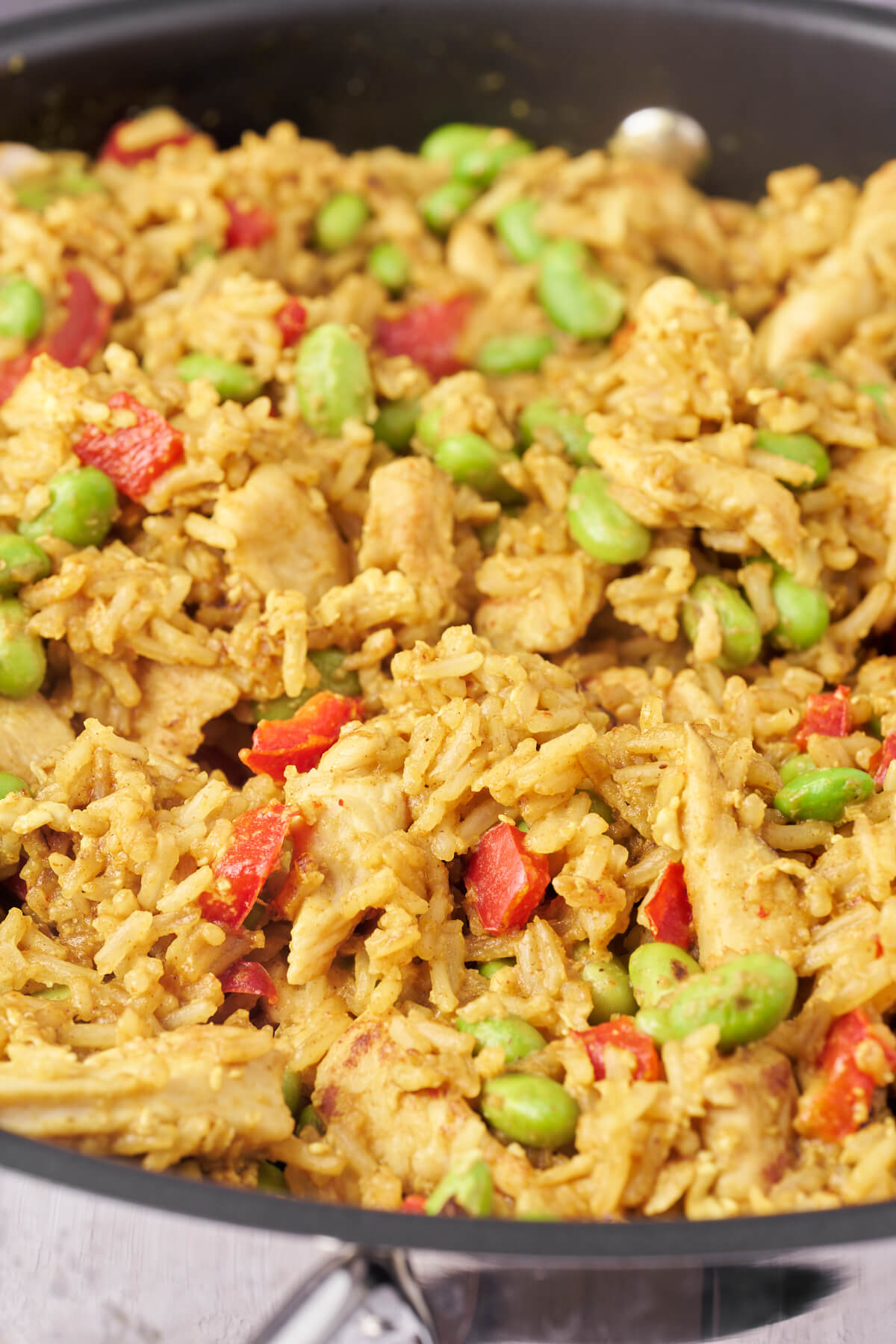 fried rice with chicken and vegetables
