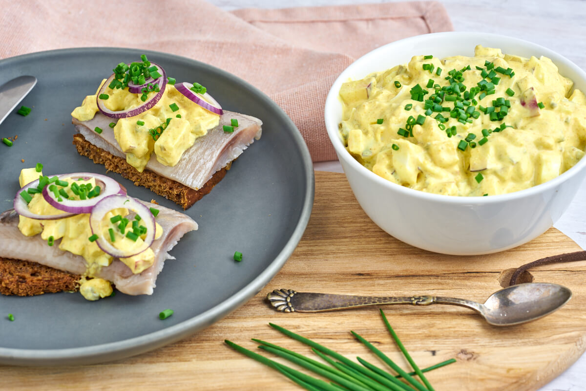 lunch with herring and danish curry salad