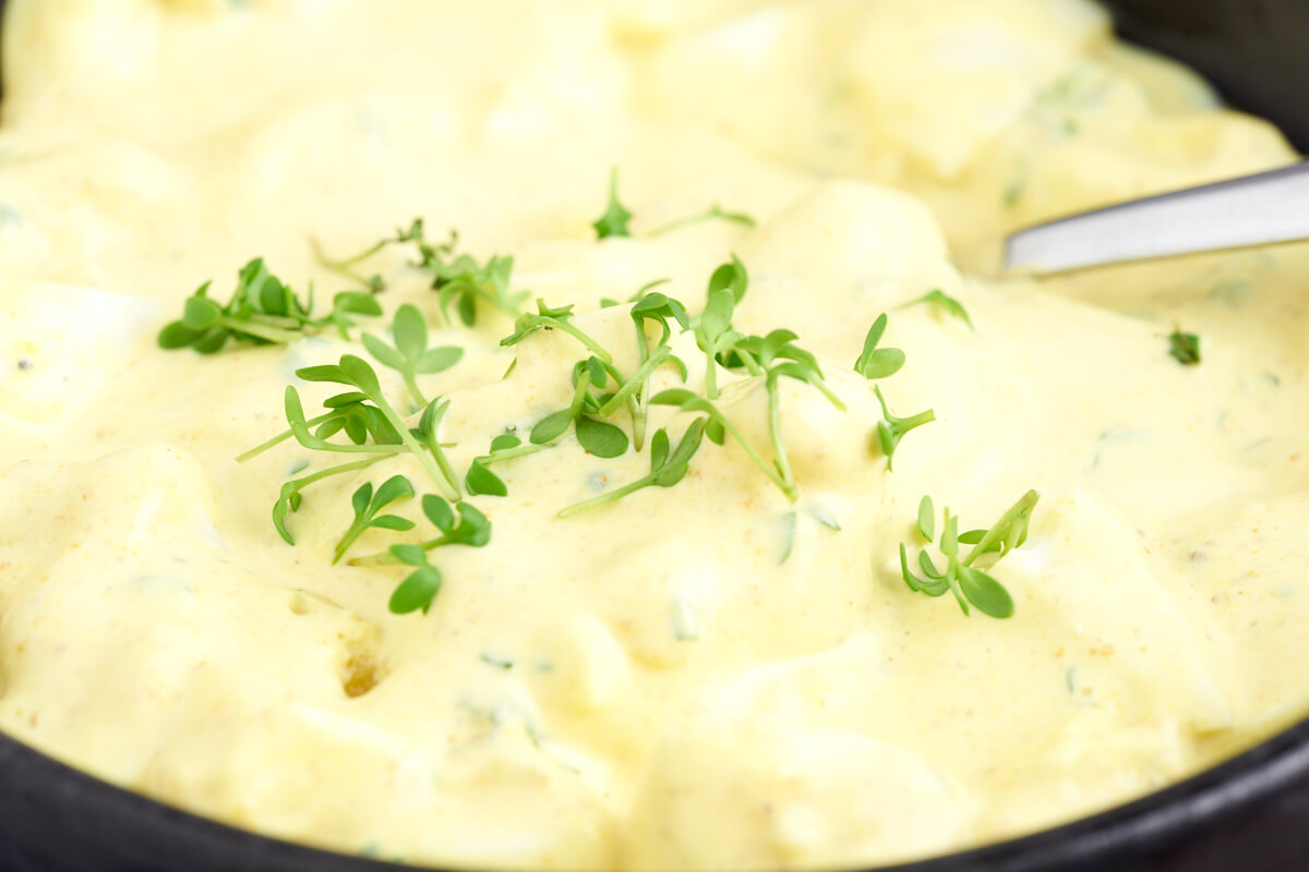 Danish egg salad with watercress on top