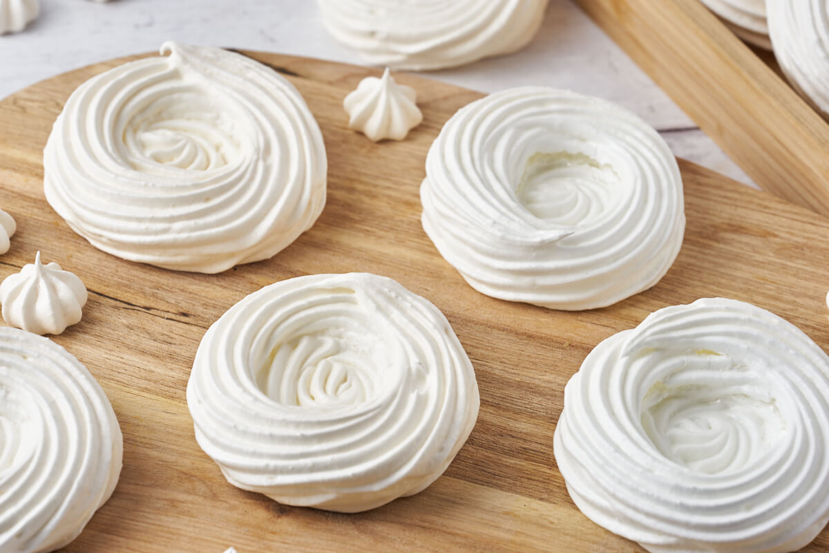 homemade meringue nests for dessert