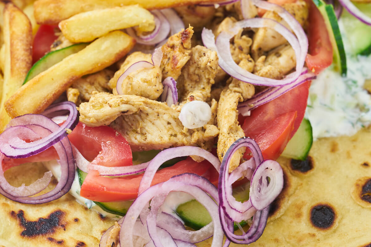 greek chicken gyros in pita bread