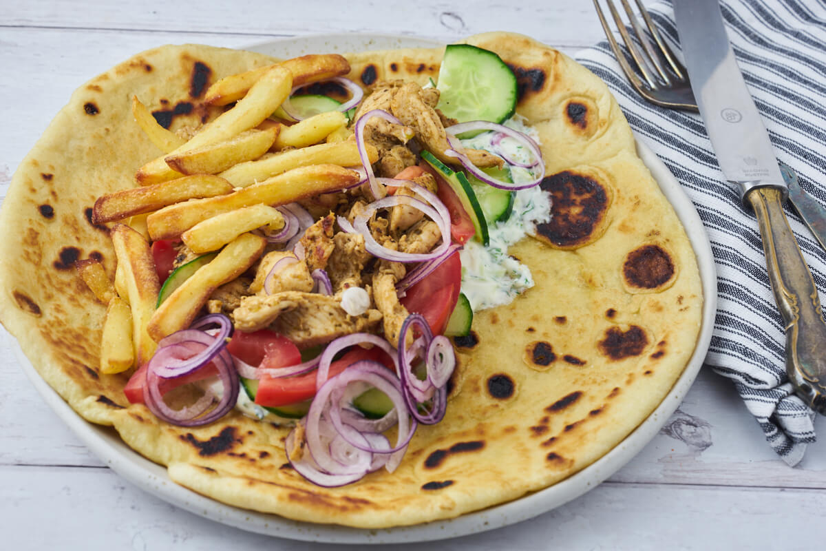 plate with greet chicken gyros