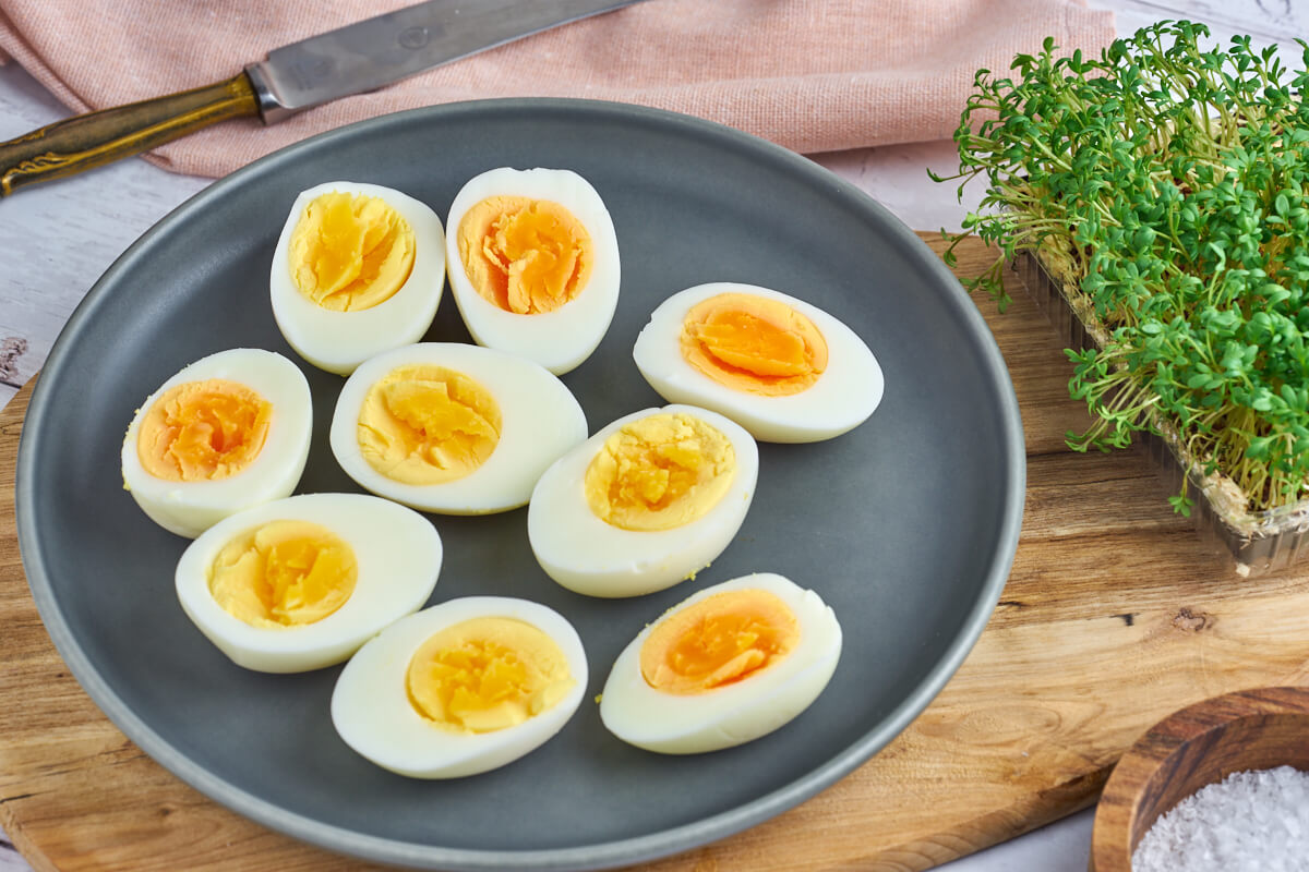 hard boiled eggs with watercress
