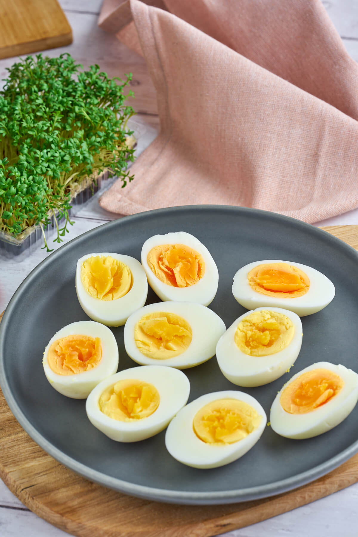 perfect hard-boiled eggs on lunch plate