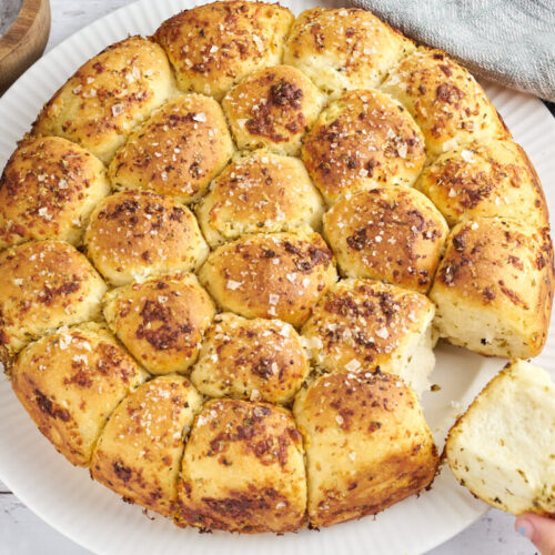 cheesy pull apart garlic bread on plate