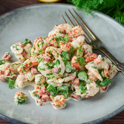 danish seafood salad on plate