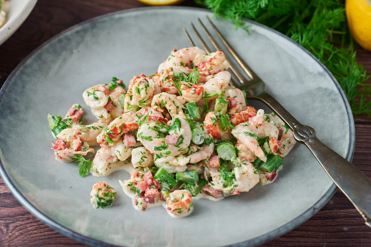 danish seafood salad on plate