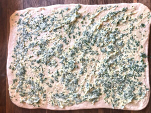 dough rectangle with garlic herb butter