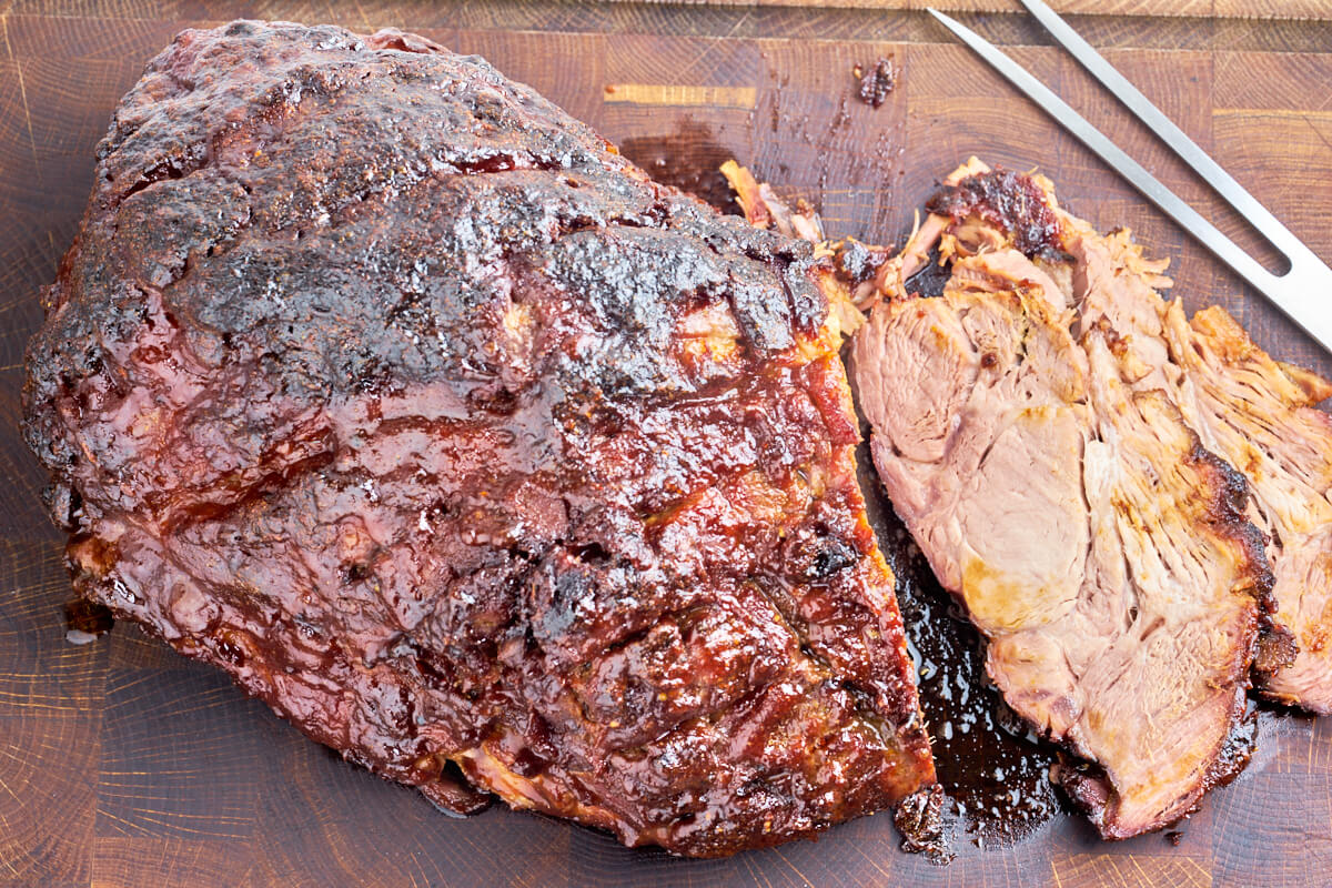 grilled pork neck fillet with barbecue