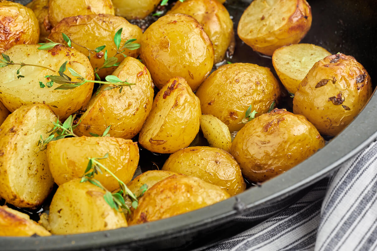crisp potatoes made on the grill with fresh herbs