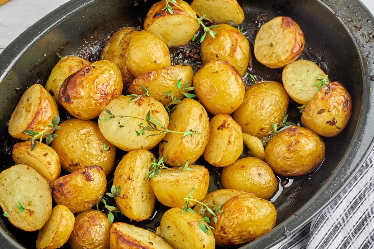 dish with grilled potatoes