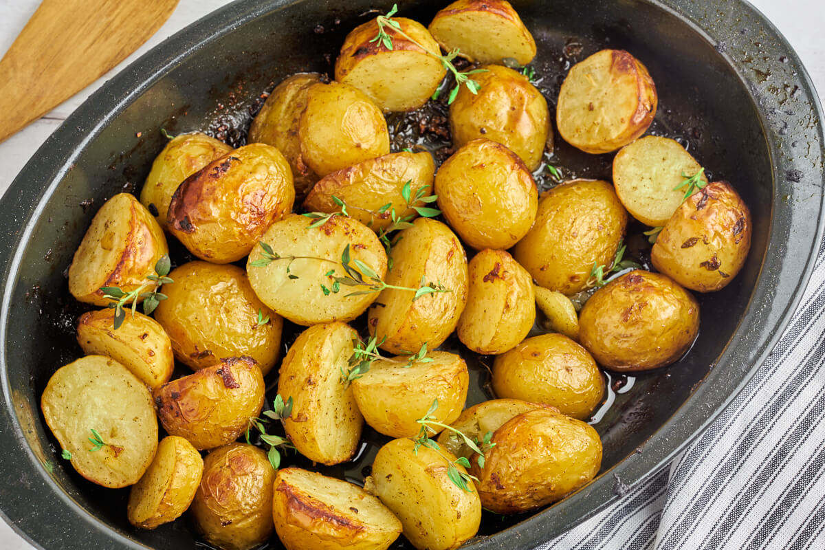 delicious grilled potatoes with thyme and lovage