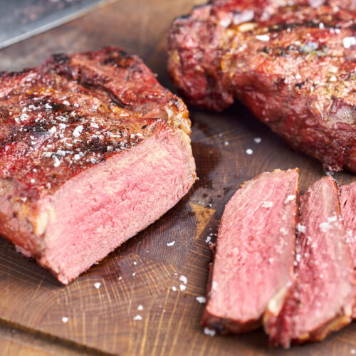 grilled ribeye steak sliced