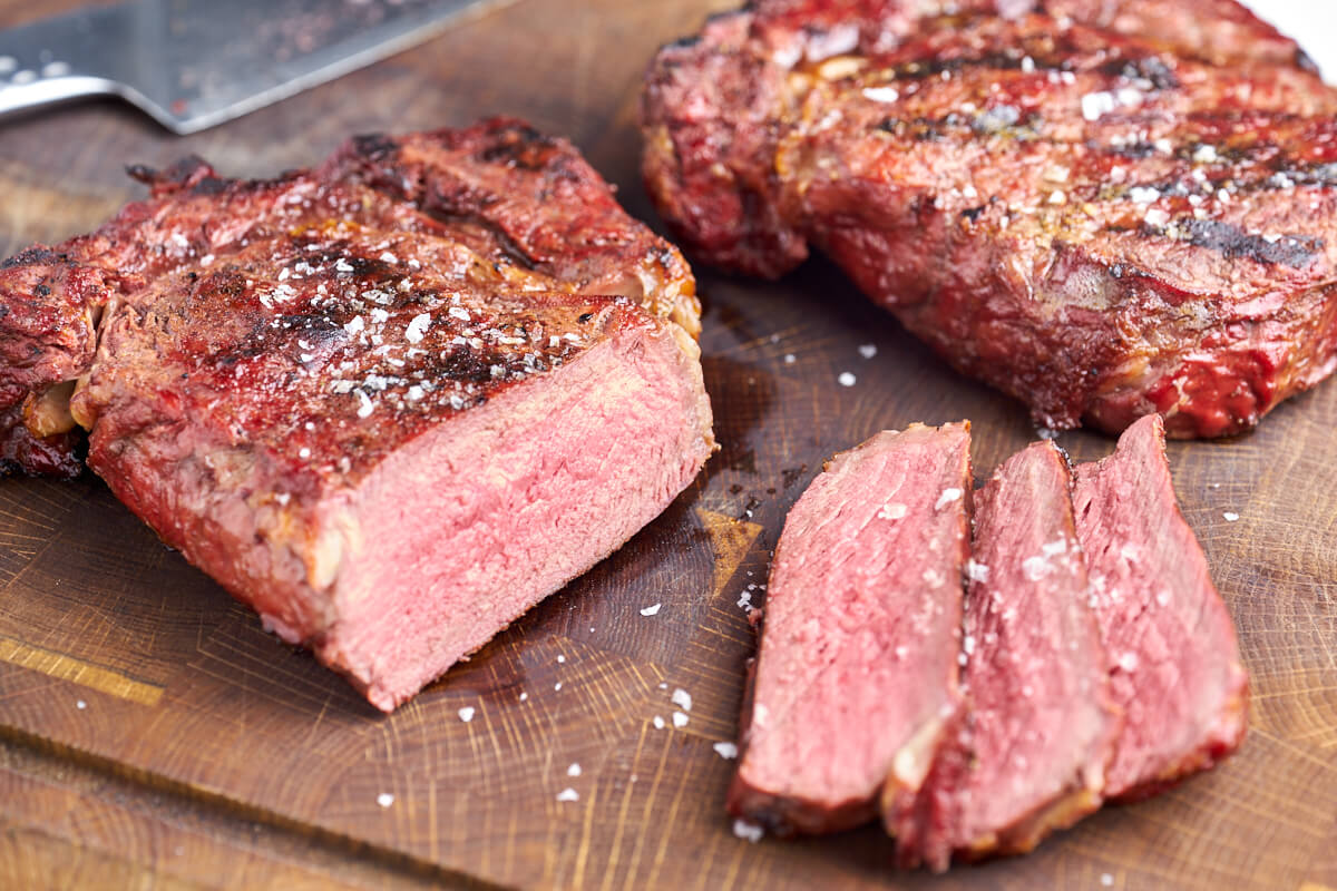grilled ribeye steak sliced