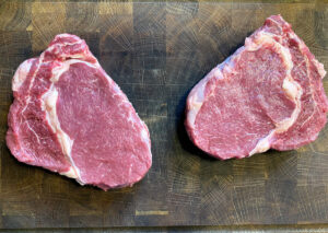two ribeye steaks