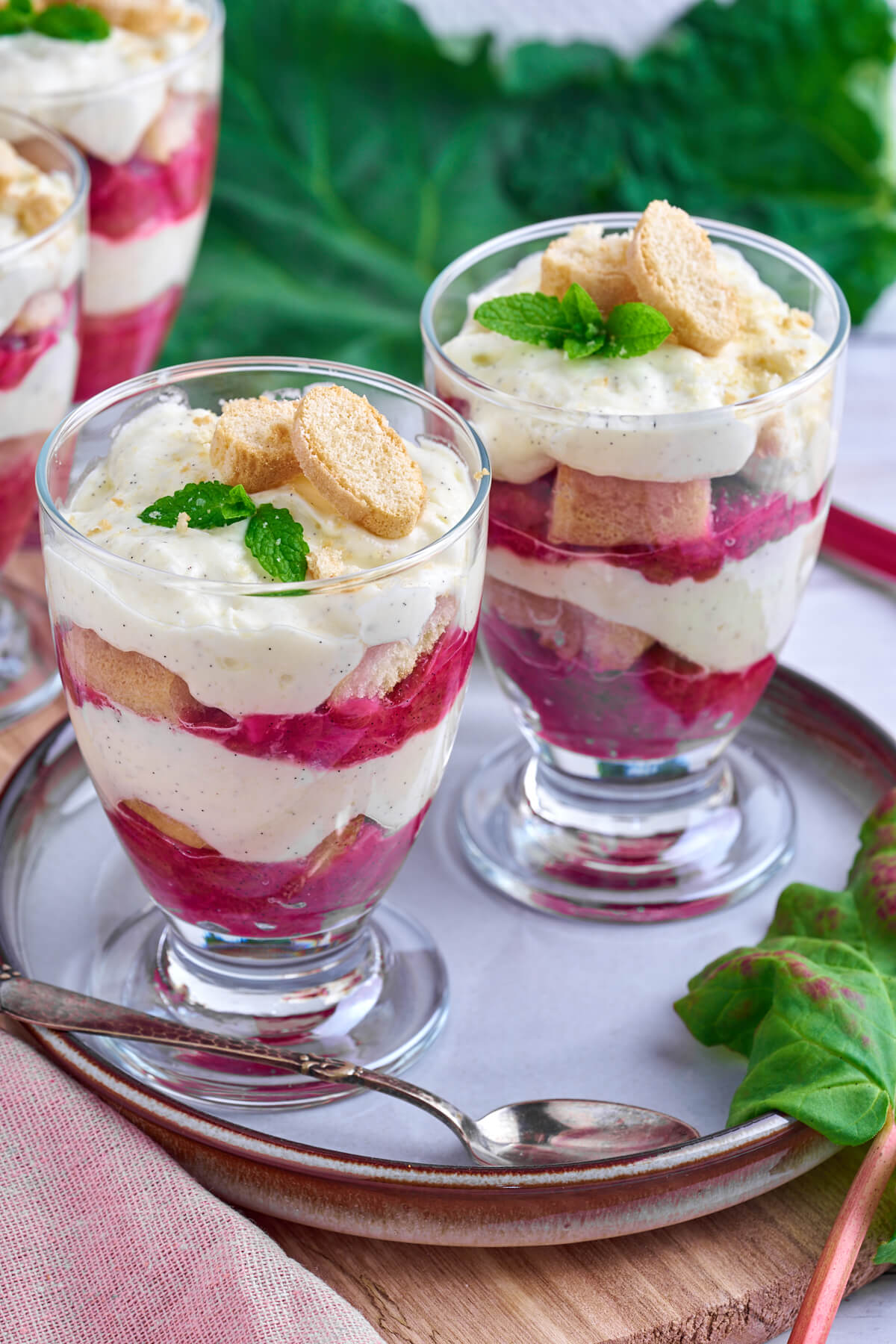 Danish dessert with rhubarb and mascarpone