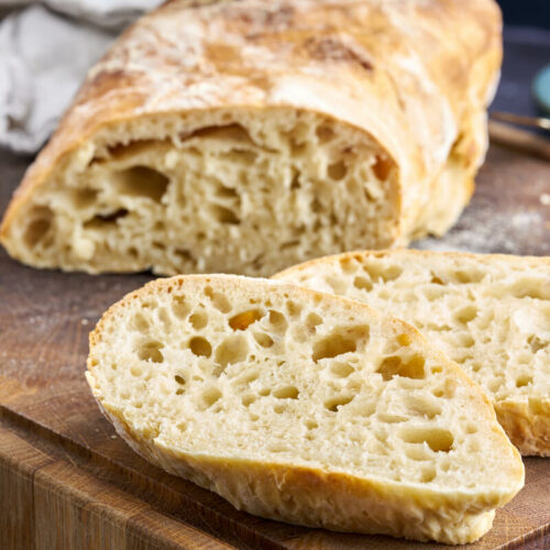 italian ciabatta bread with big air holes
