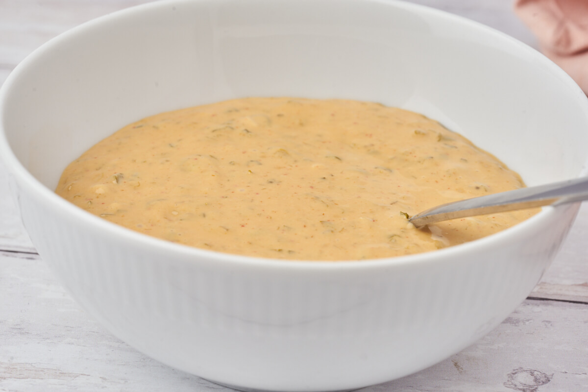 bowl with dressing for burgers