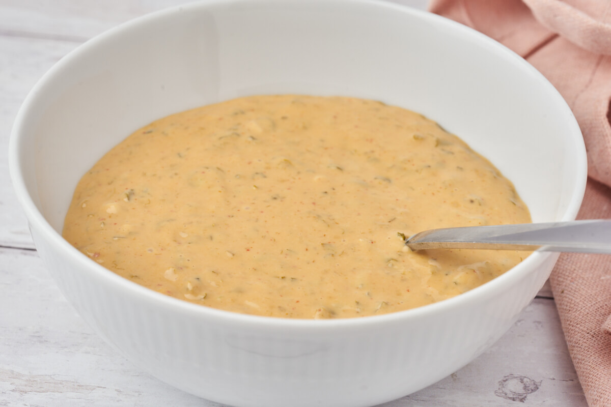 bowl with homemade burger sauce