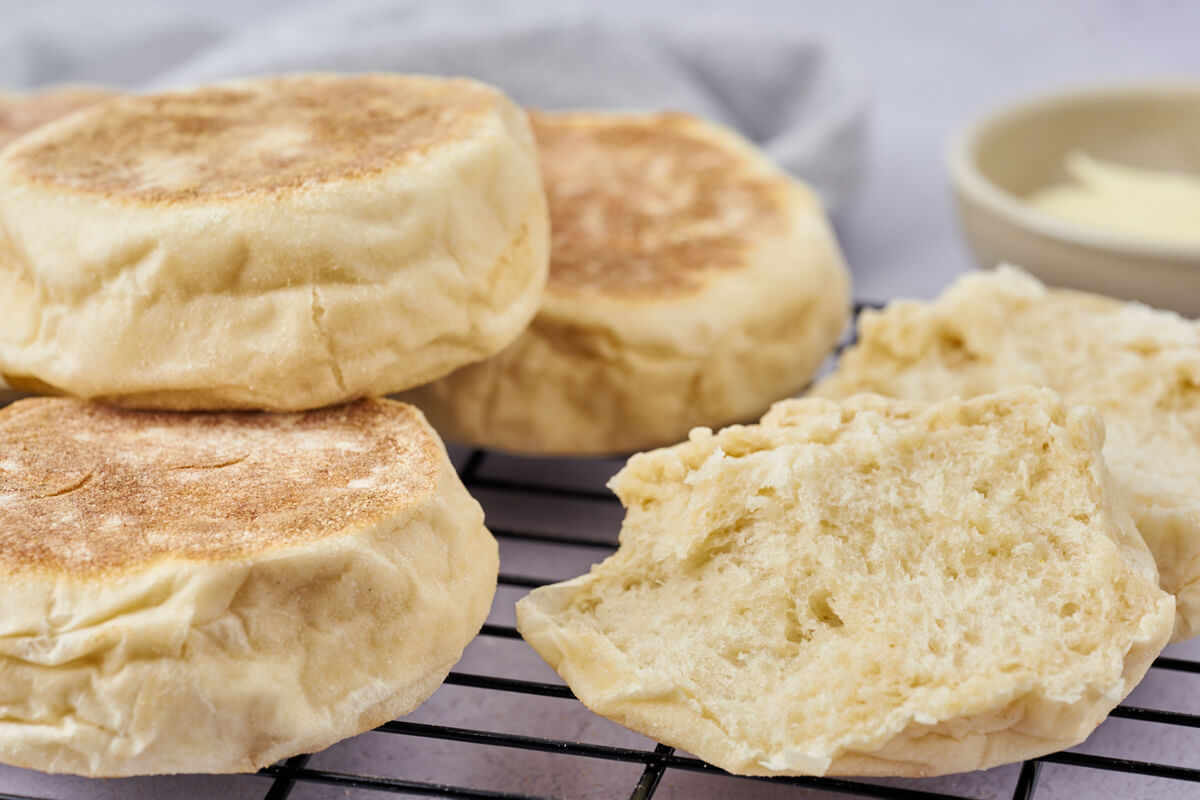 cut over english muffin