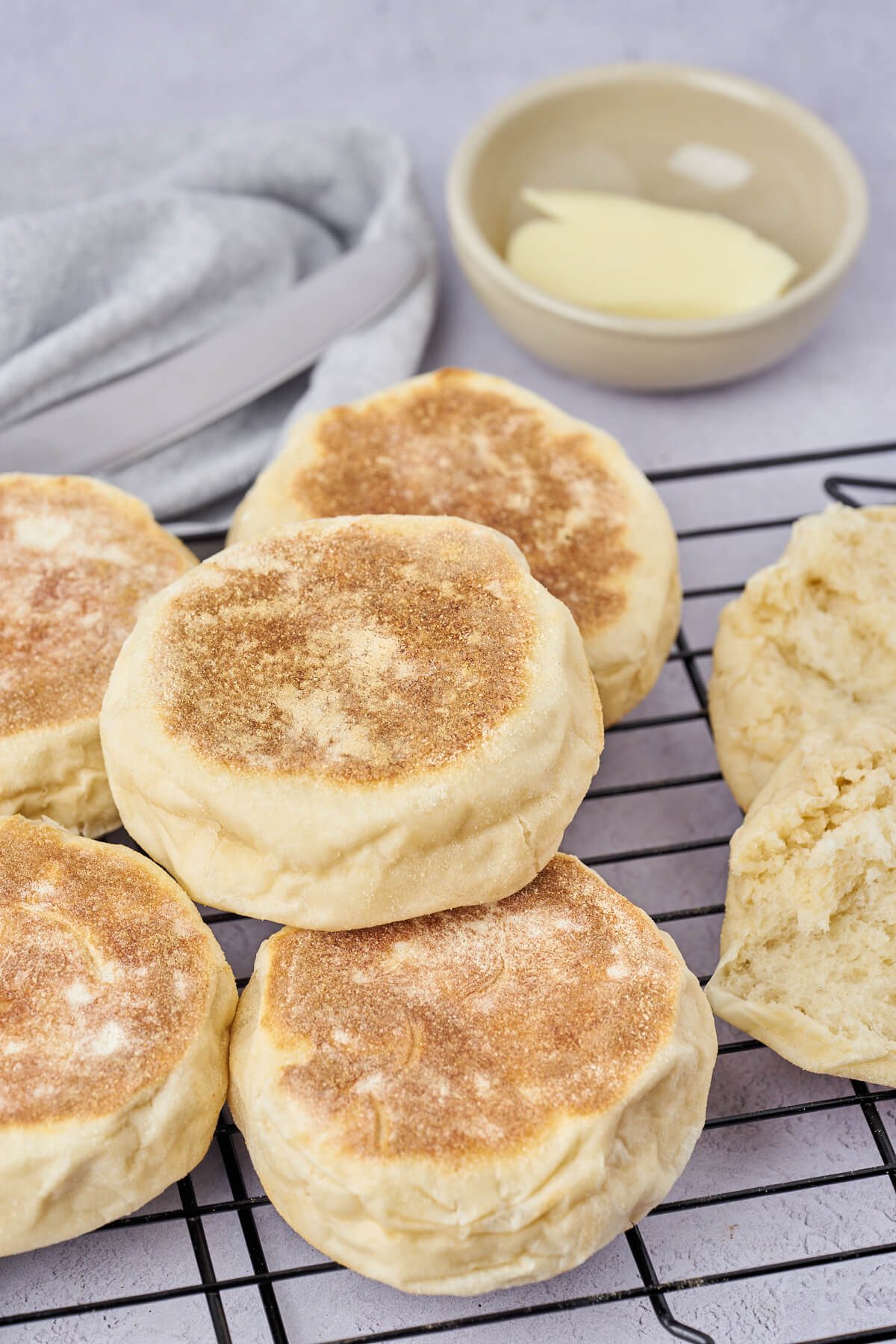 freshly baked english muffins for breakfast