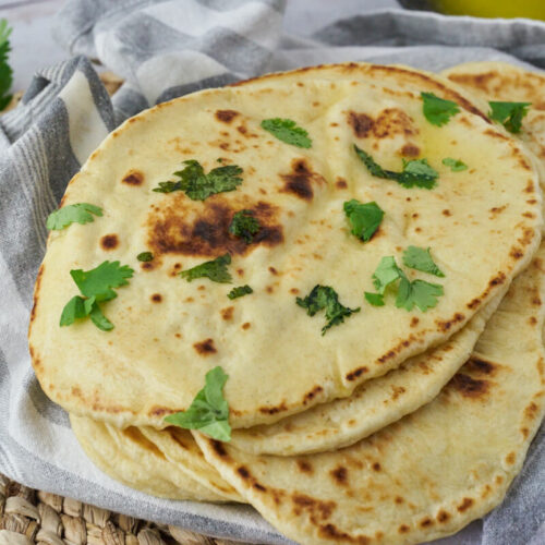 naan bread with butter and cilantro