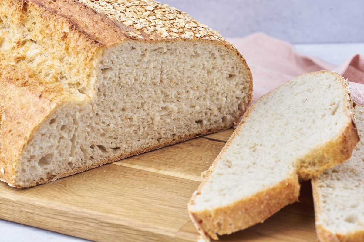 Delicious crumb inside the oat bread