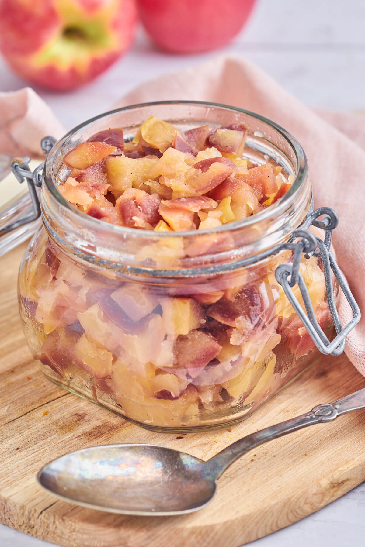 jar of homemade apple compote