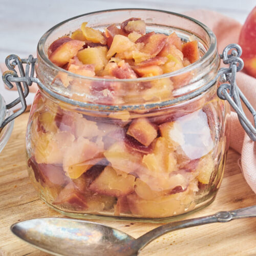 apple compote with vanilla and cinnamon in a jar