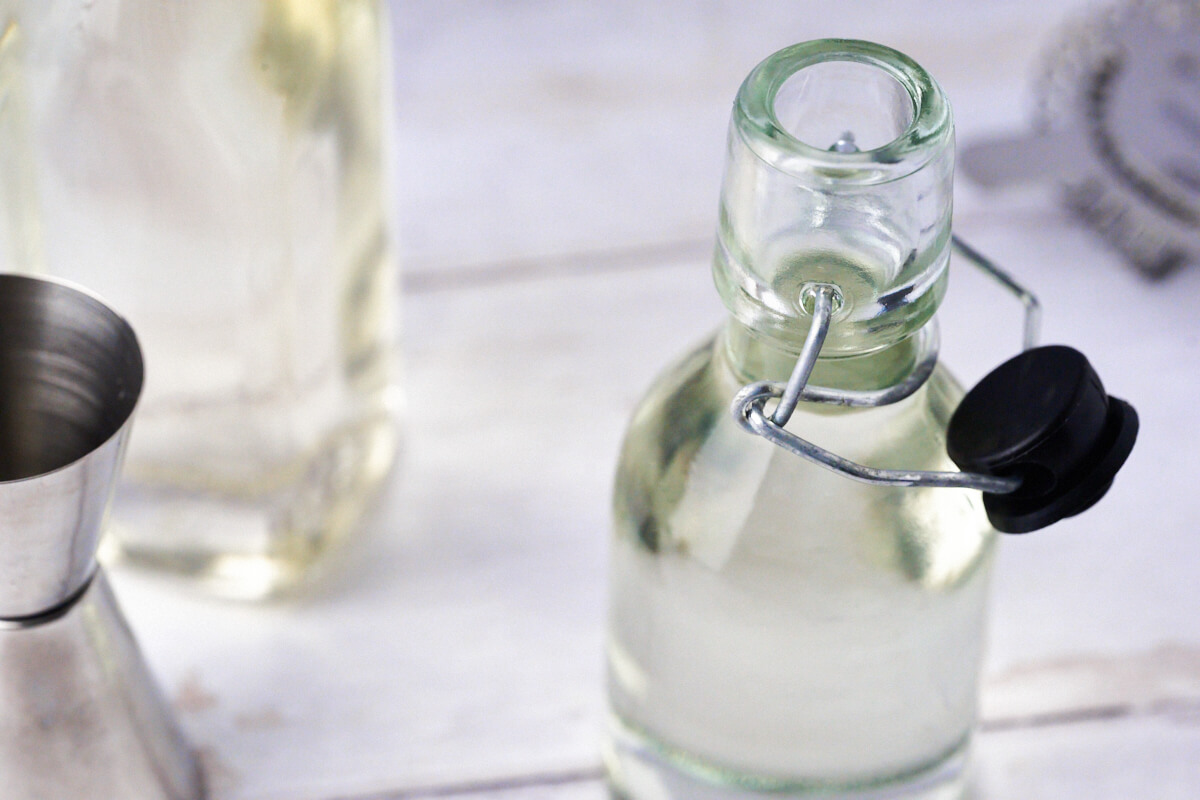 Bottle of homemade syrup for drinks