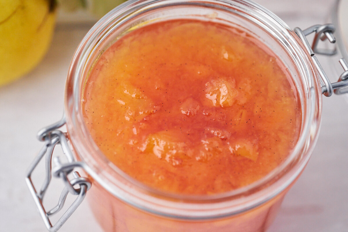 jam in a jar where you see the texture and the vanilla seeds